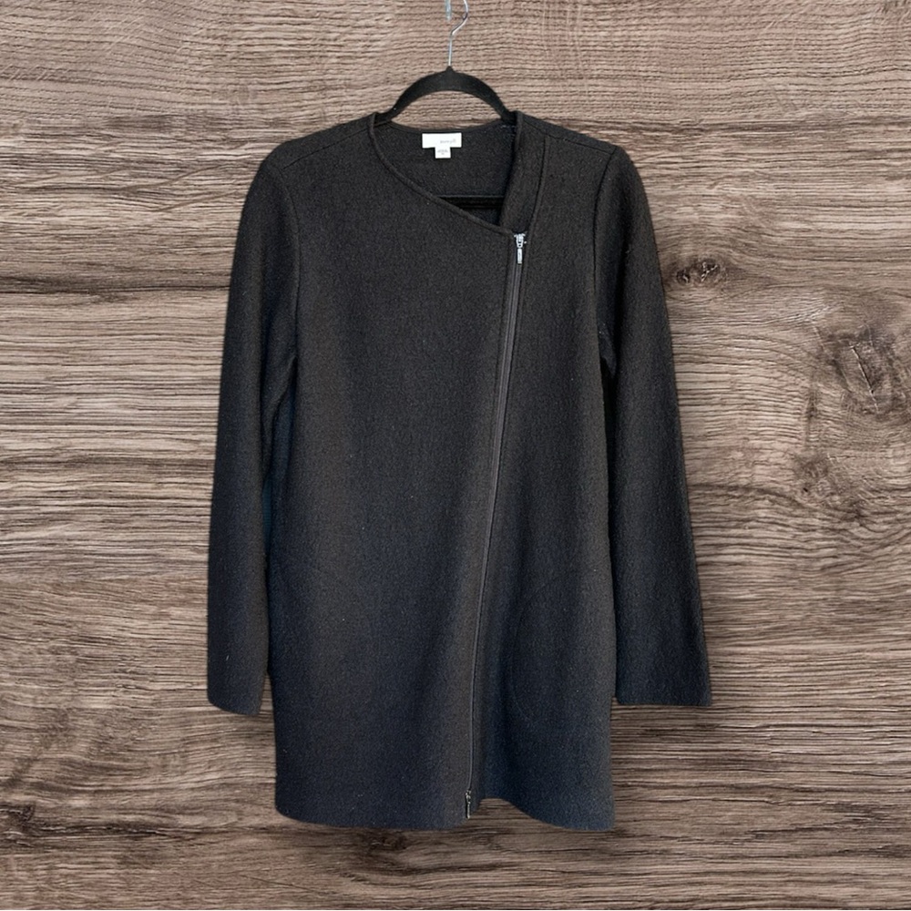 J. Jill Pure Jill Black Asymmetrical Zipper Wool blend sweater jacket